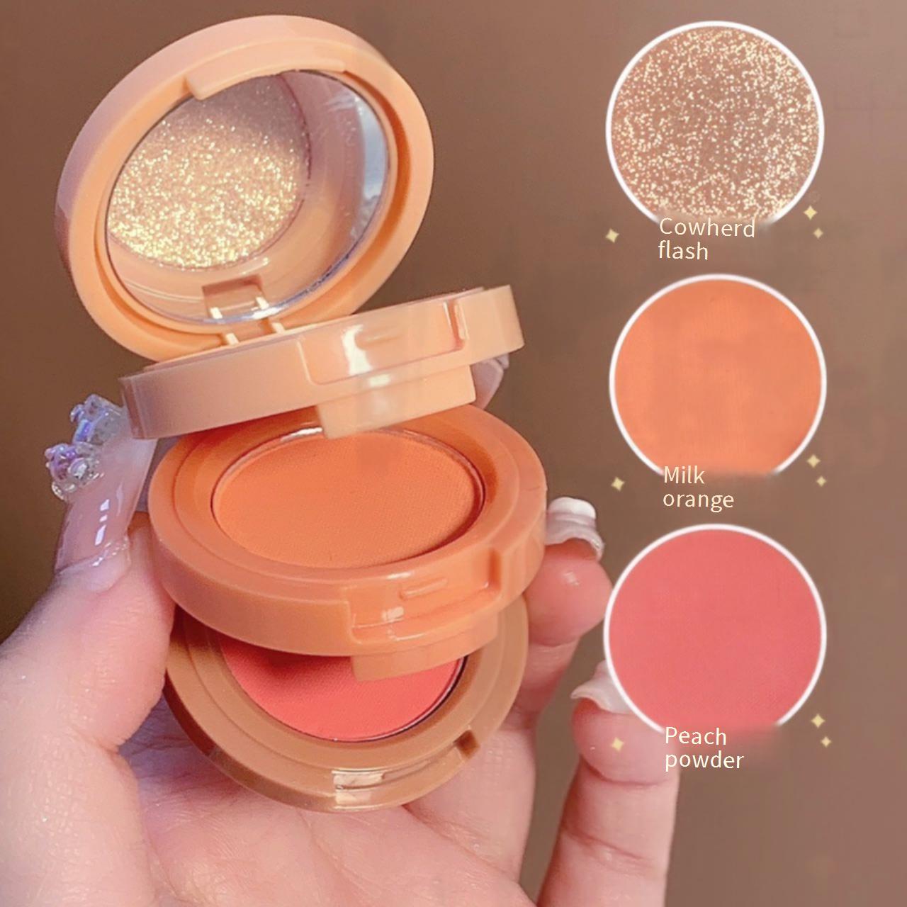 HANDAIYAN Paleta 3-em-1 de Iluminador, Blush e Contorno – Pó Fino e Suave que adere à pele, com Cor Duradoura e Sem · foto 2