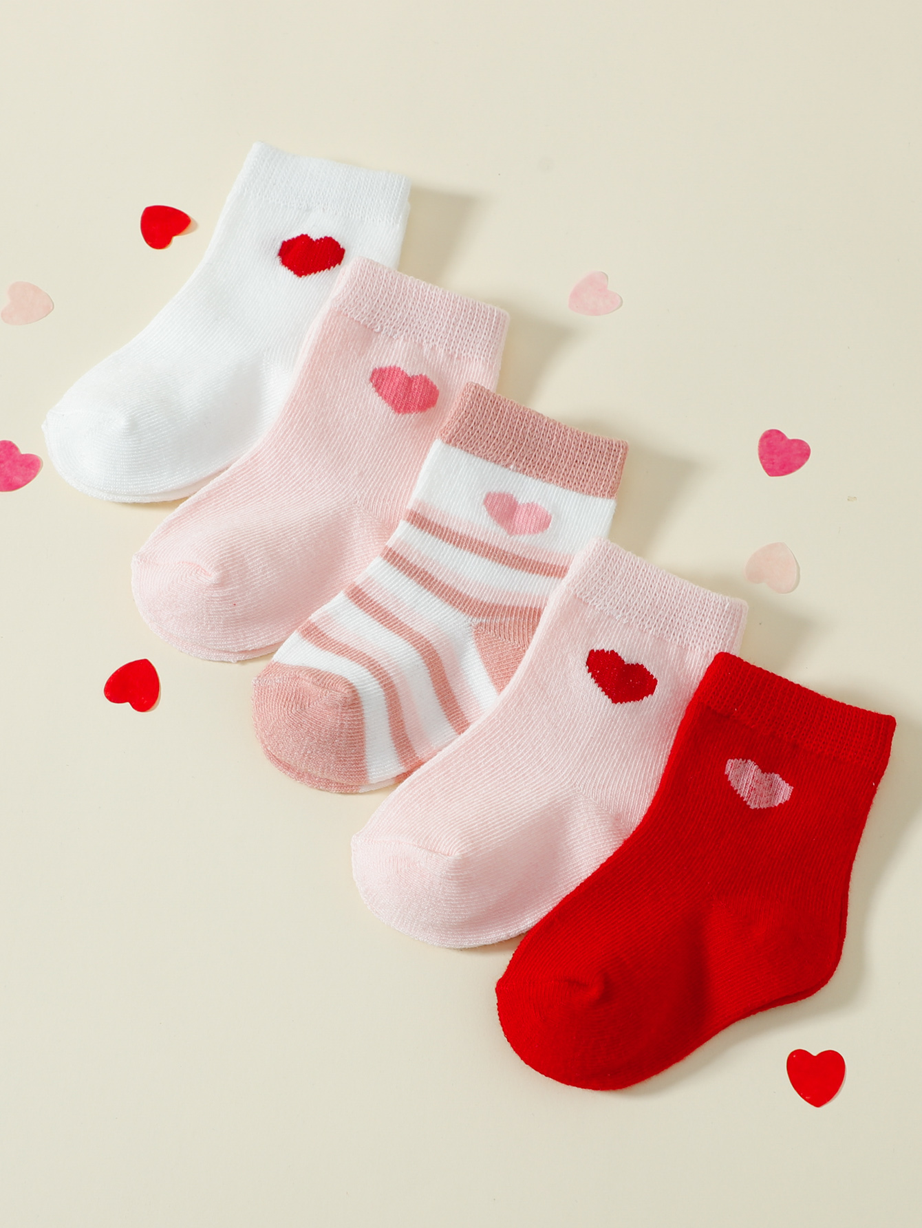 Meias Respiráveis De Algodão Floral Com Coração Para Bebês E Meninas