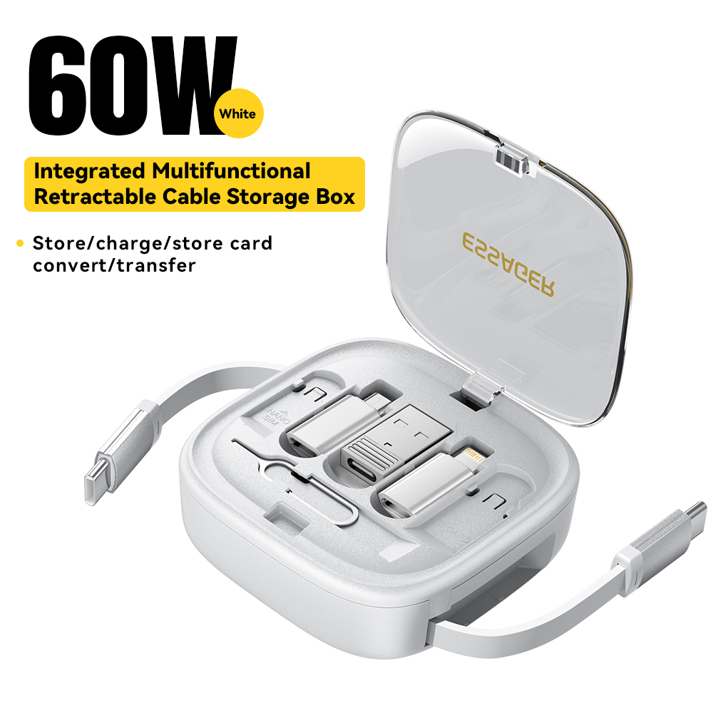 Essager 60W Stretchable 3A Cabo De Carregamento Rápido Transmissão De Dados 480Mbps Armazenamento Multifuncional Caixa P