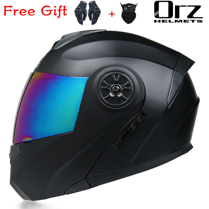 Capacete modular flip-up ORZ para moto, capacete completo de pequeno porte para 4 estações, capacete completo para