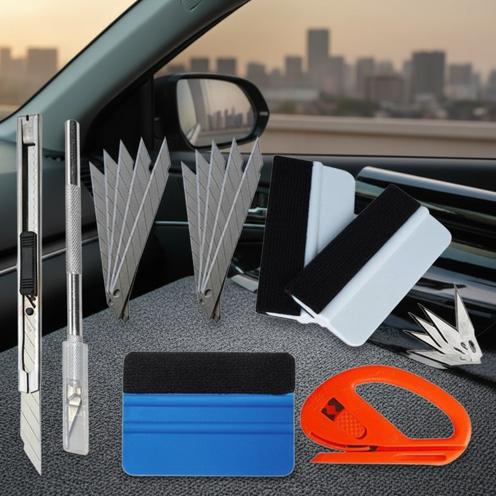 Kit de ferramentas de vinil para envelopamento de carro 7 peças com cortador de filme e espátula para instalação de