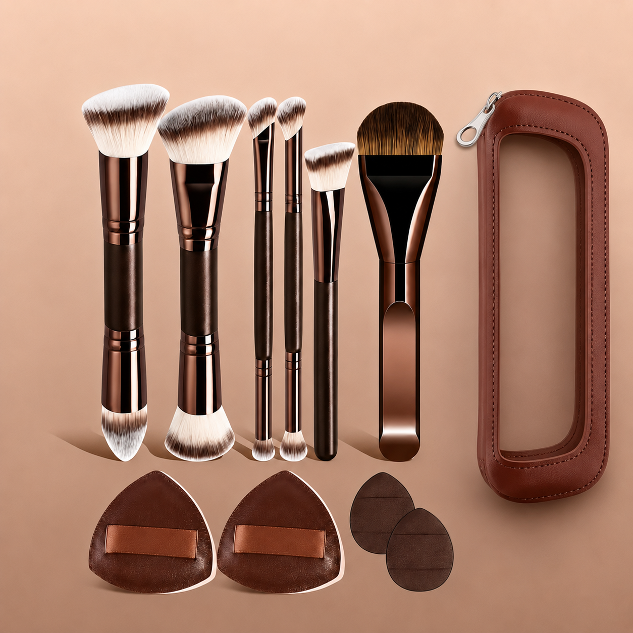Conjunto De Pincéis De Maquiagem De Alumínio 7/8/11/19 Unidades – Blush Em Pó De Base Sintética Macia , Kit Versátil Pro