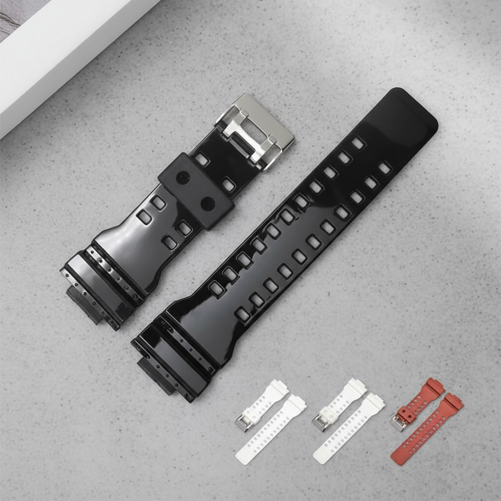 Pulseira de resina TPU preta para relógio Casio G-SHOCK GA-100 GA140 GD-100 G-8900 esportiva e à prova d'água.