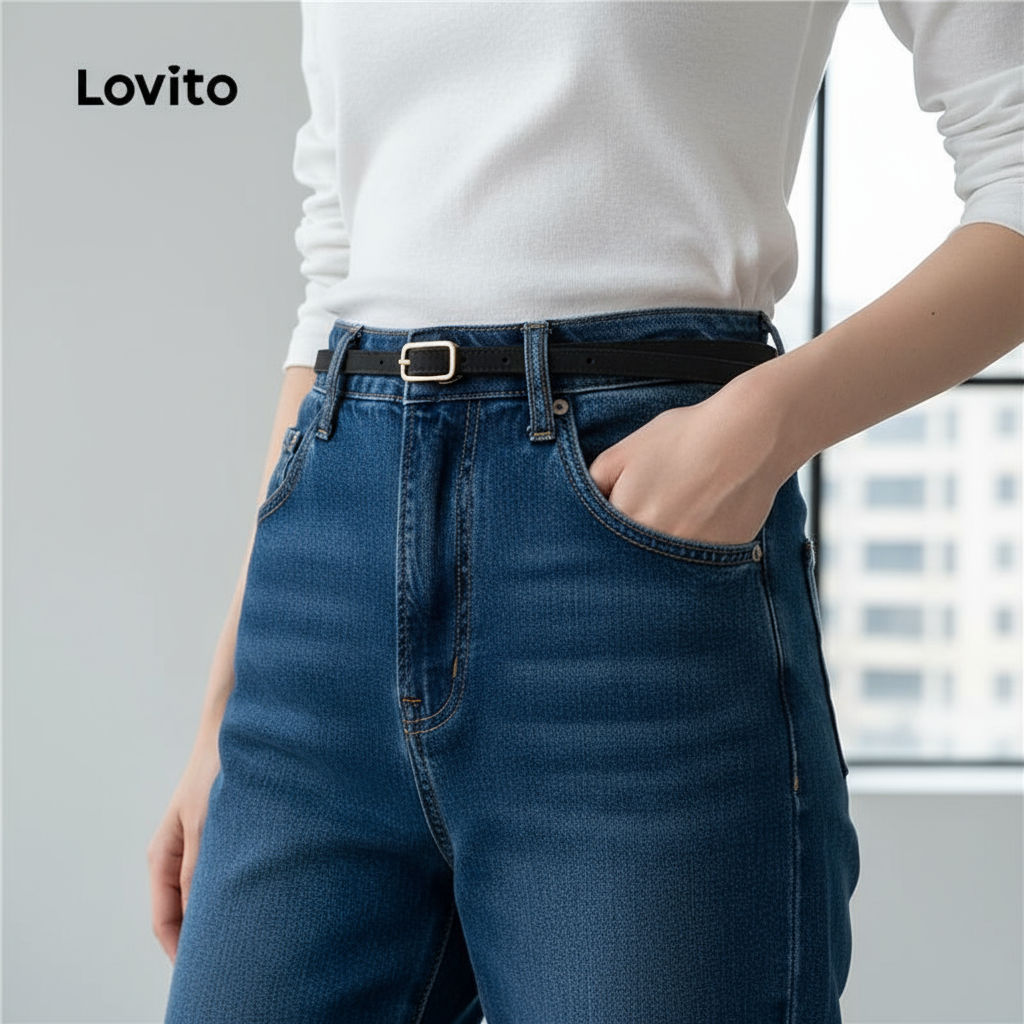 Lovito Cinto Feminino Retrô De Metal Liso Elegante Versátil Casual LFA12395\2 em Oferta na Shopee