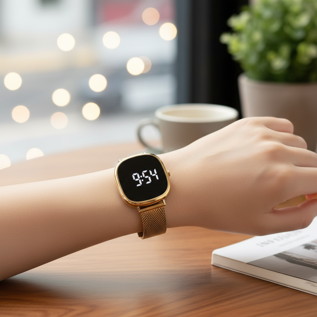 Relógio Eletrônico de Toque LED, Relógio Digital de Pulseira Magnética Milan Unissex para Estudantes, Relógio de
