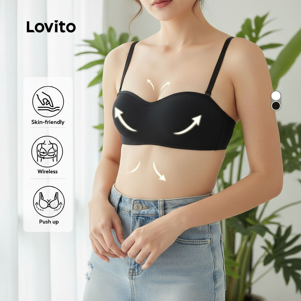 Lovito Sutiã Push Up Casual Sem Fio Com Alças Removíveis E Sem Costura L16X253\6 em Oferta na Shopee