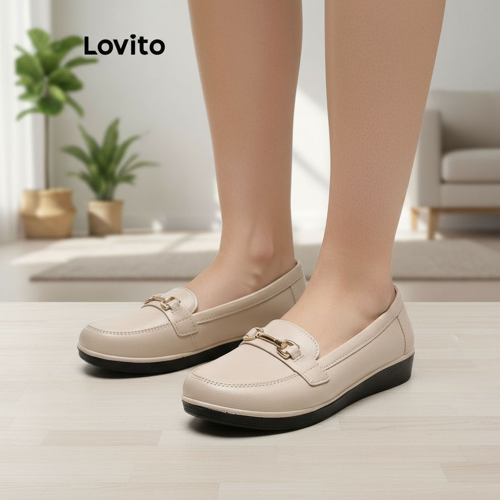 Lovito Mocassim Feminino Vintage Preto À Prova D’Água Formal Verão LFA67307\2 em Oferta na Shopee