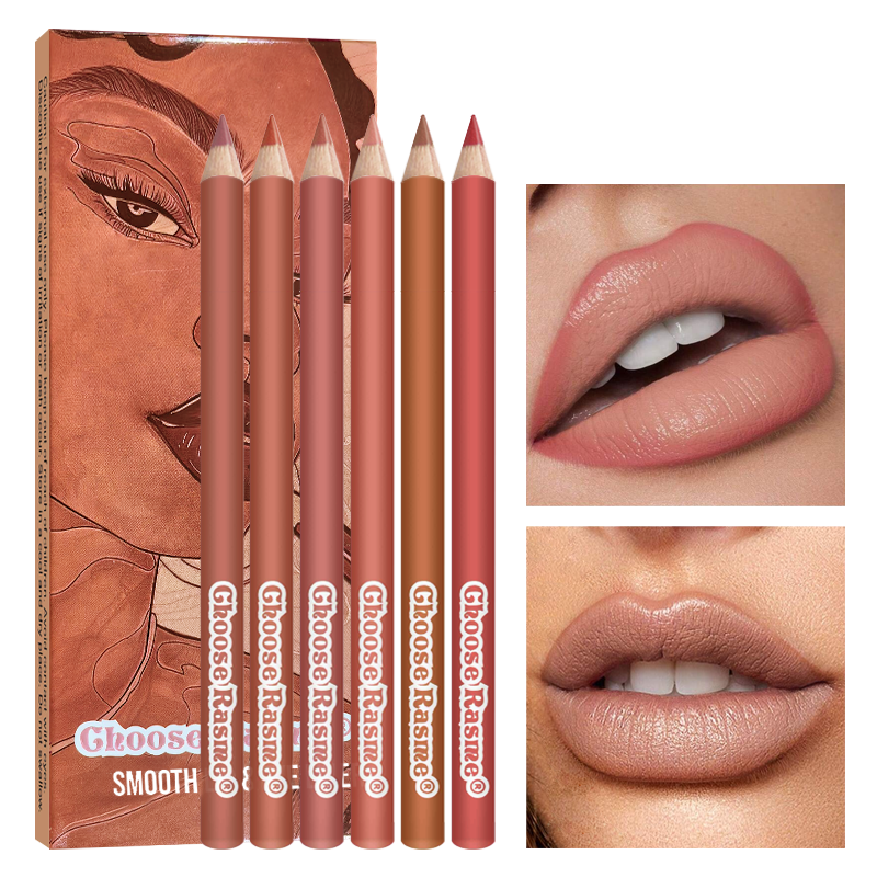 Conjunto De Maquiagem De Batom Nude À Prova D'água De 6 Cores Lipliner De Seis Peças