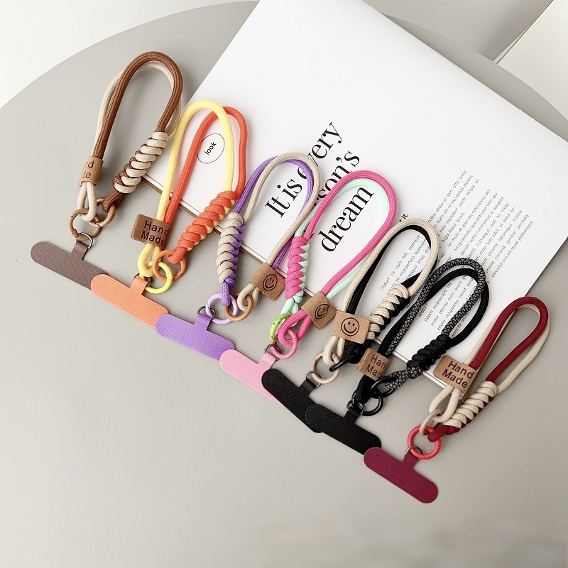 Pulseira de Pulso de Dois Tons Inspirada no Reino Unido: Cordão de Algodão Tecido para Celular, Charme Antideslizante