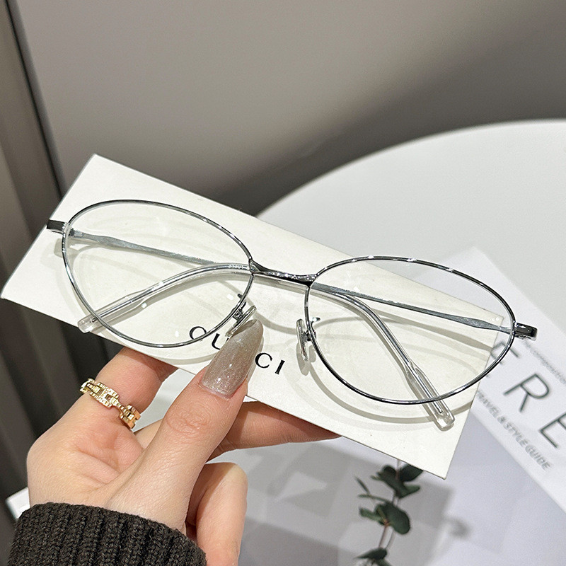 Armação de óculos de grau feminino retro fashion com armação de metal em formato de olho de gato e proteção contra luz