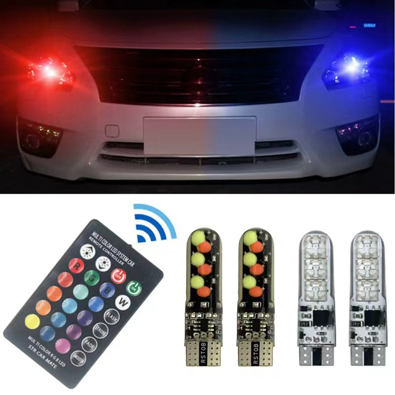 Luz De Leitura De Cúpula De Carro LED 12V T10-W5W 194 168 5050 SMD RGB Lâmpada De Cunha Com Controle Remoto
