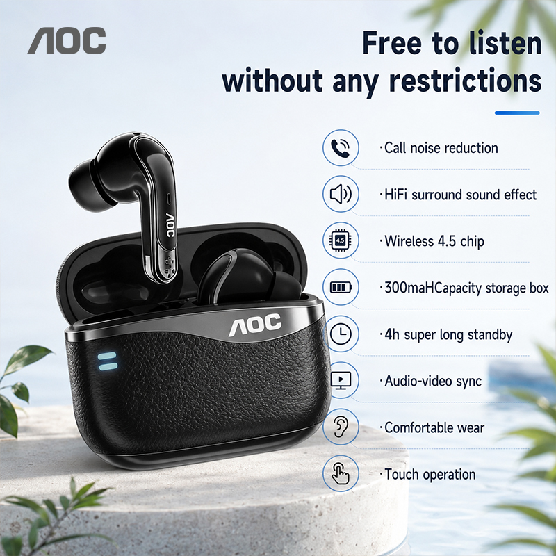 AOC ACT4625 Fones de Ouvido Sem Fio para Jogos, Fones Bluetooth 5.4, 2.4G Dual Mode, Fones de Ouvido com Baixa Latência,