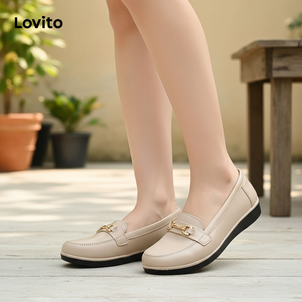 Lovito Mocassins Pretos Impermeáveis Vintage, Traje Formal para Mulheres, Sapatos de Verão LFA67307 em Oferta na Shopee