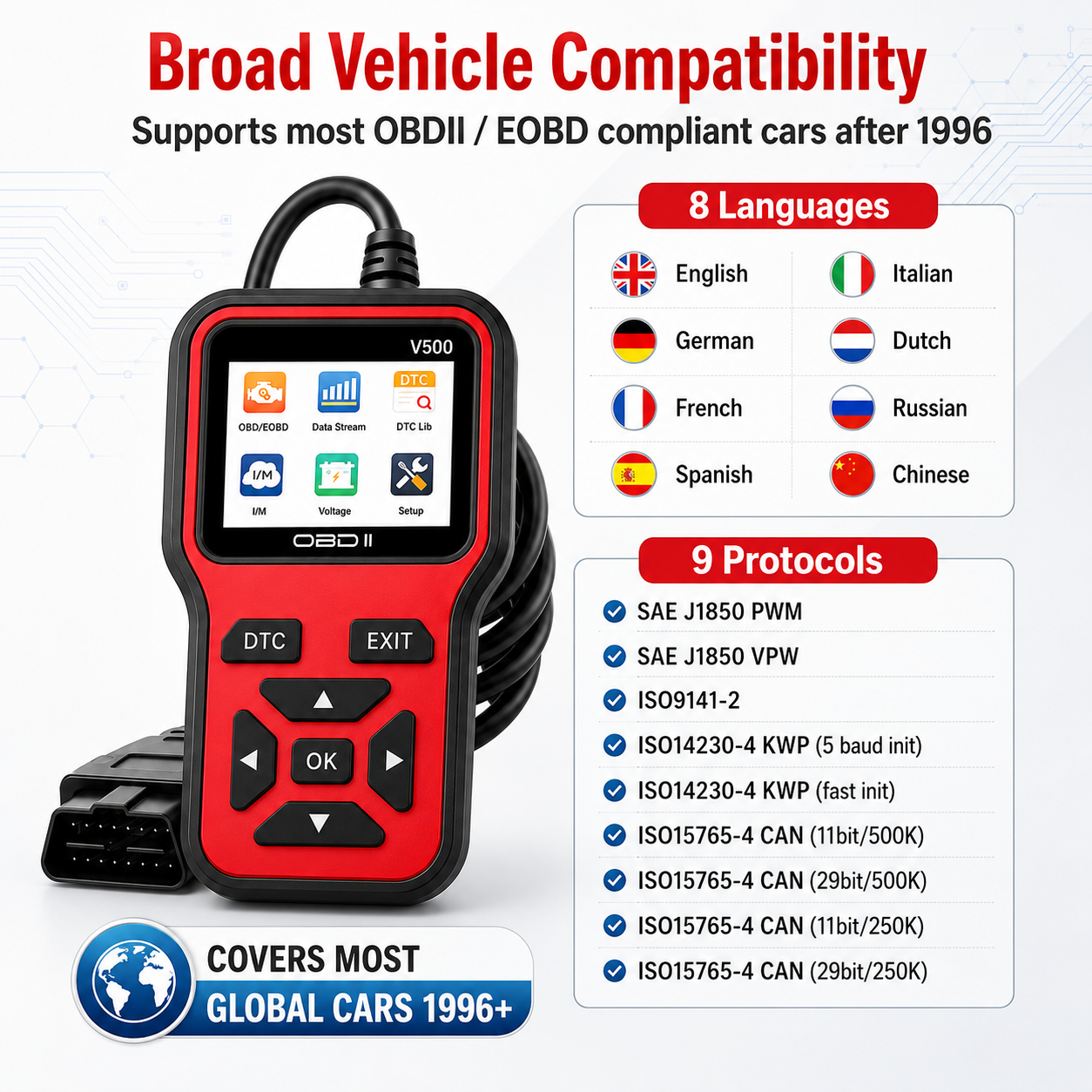 Leitor e Apagador de Códigos Obd2 para Carros, SUVs e Caminhões - Scanner OBDII com Dados em Tempo Real — imagem 2 de 2