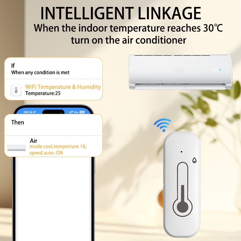 Higrômetro Inteligente Saimilizigbee 3.0 WiFi Sensor De Temperatura E Umidade Termômetro APP Alarme Remoto Funciona — imagem 2 de 2