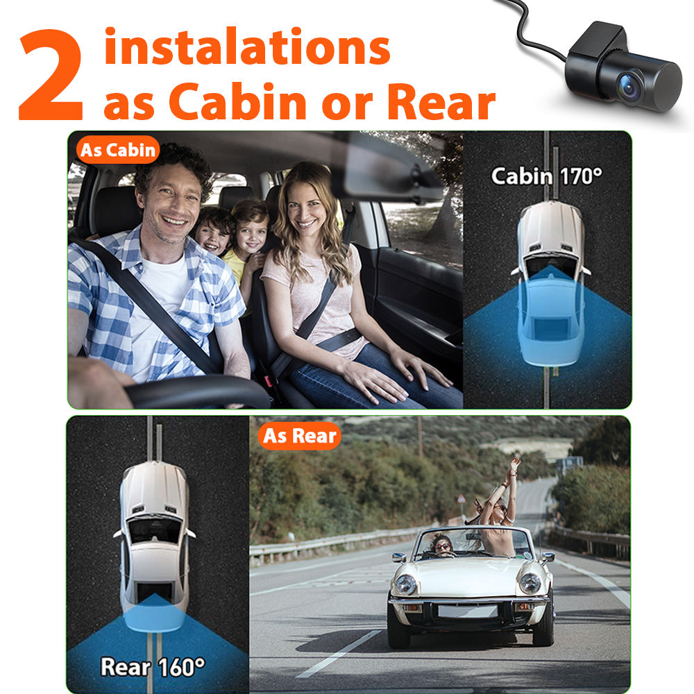 Câmera De Visão Traseira 1080p HD De 4 Pinos Para Espelho Dashcam Dvr 360 ° Rotação — imagem 2 de 2