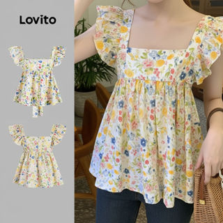 Lovito Blusa Casual Feminina Estampada Floral Com Laço Regata Verão/primavera L131ED371 em Oferta na Shopee
