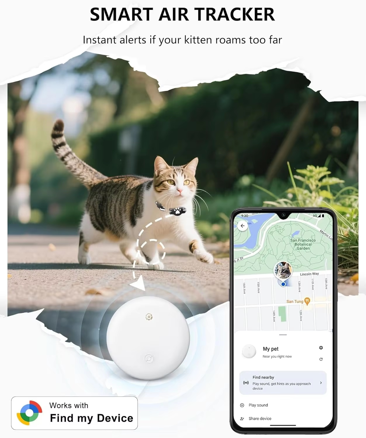 Rastreador MiLi para Gatos com Coleira | Localizador de Filhotes | Compatível com o app Google Find Hub — imagem 2 de 2