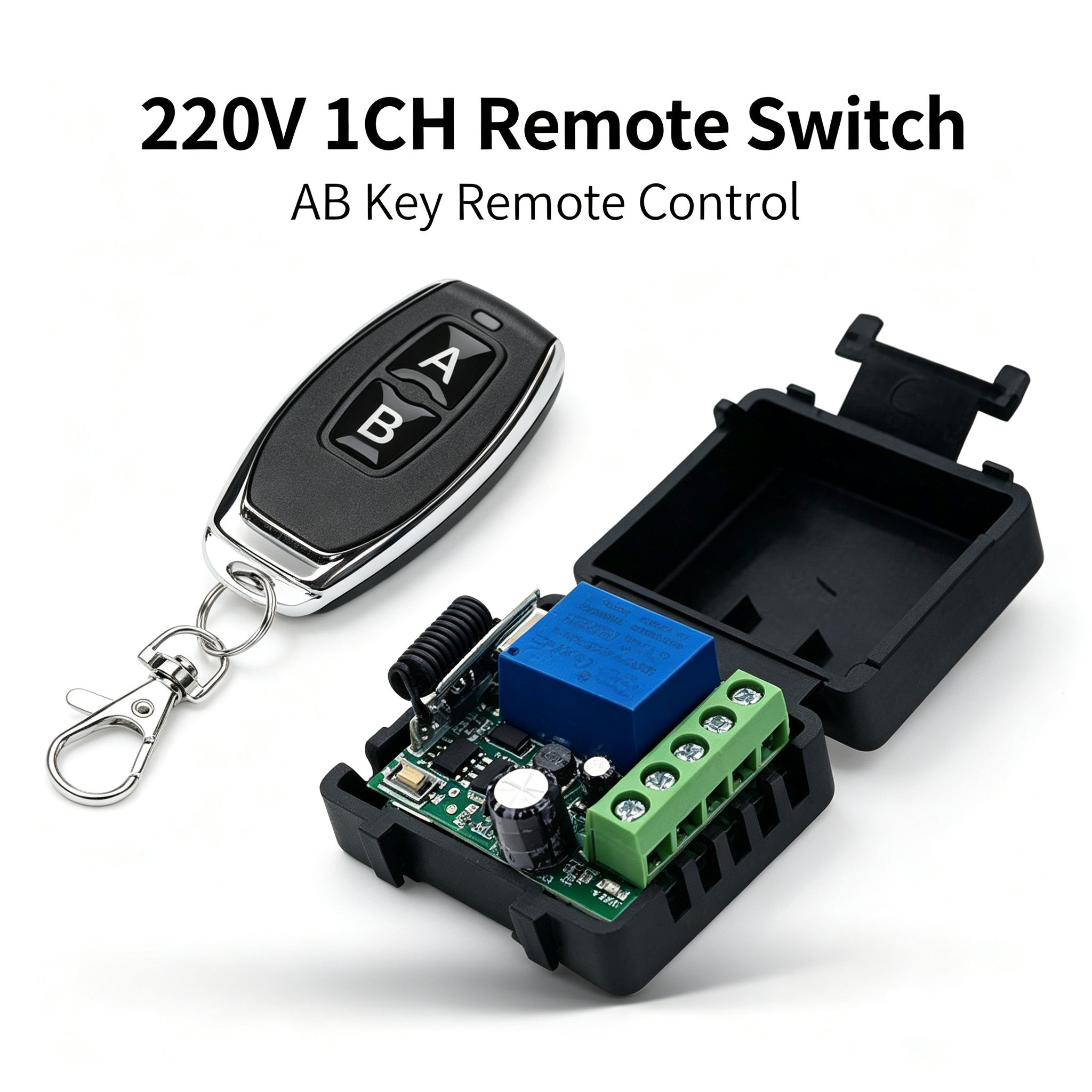Módulo de Relé Universal Sem Fio 433MHz AXUS, Receptor DC 12V 10A, Controle Remoto, Interruptor para Motor, Portão, Luz,