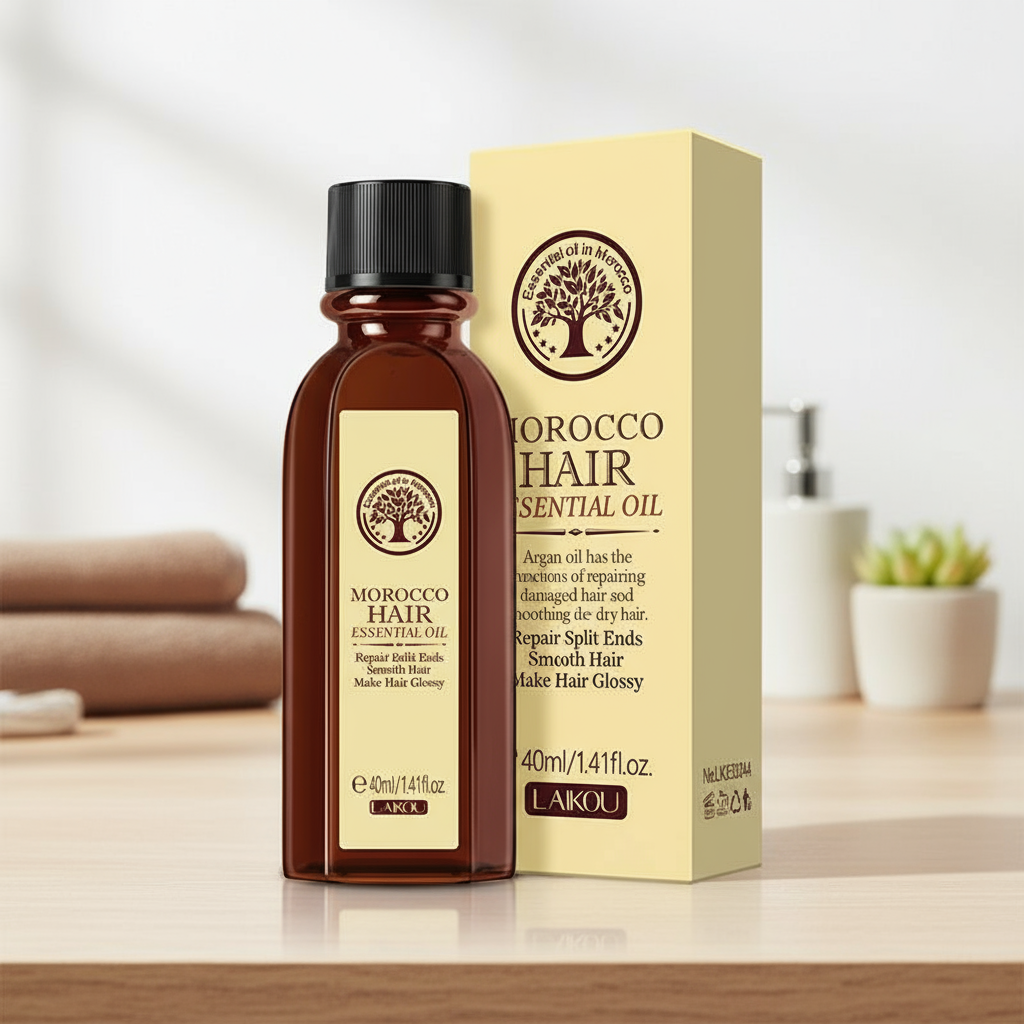Óleo de Argan do Marrocos LAIKOU para tratar pontas duplas e nutrir cabelos danificados