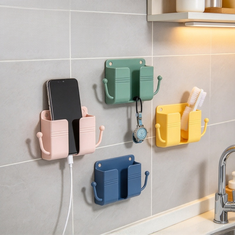 Suporte De Carregamento De Telefone De Parede Não Perfurado Para Banheiro E kit chen Minimalista , rack De Armazenamento