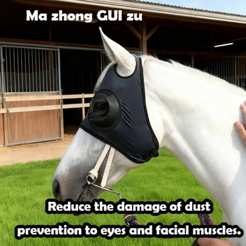 Nova Máscara Antipoeira para Cavalos, Capa de Proteção para os Olhos de Corrida Elástica Respirável, Capuz de Malha à