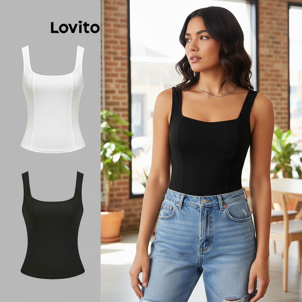 Lovito Regata Casual Lisa Pinucks Regata Para Mulheres L80ED145\1