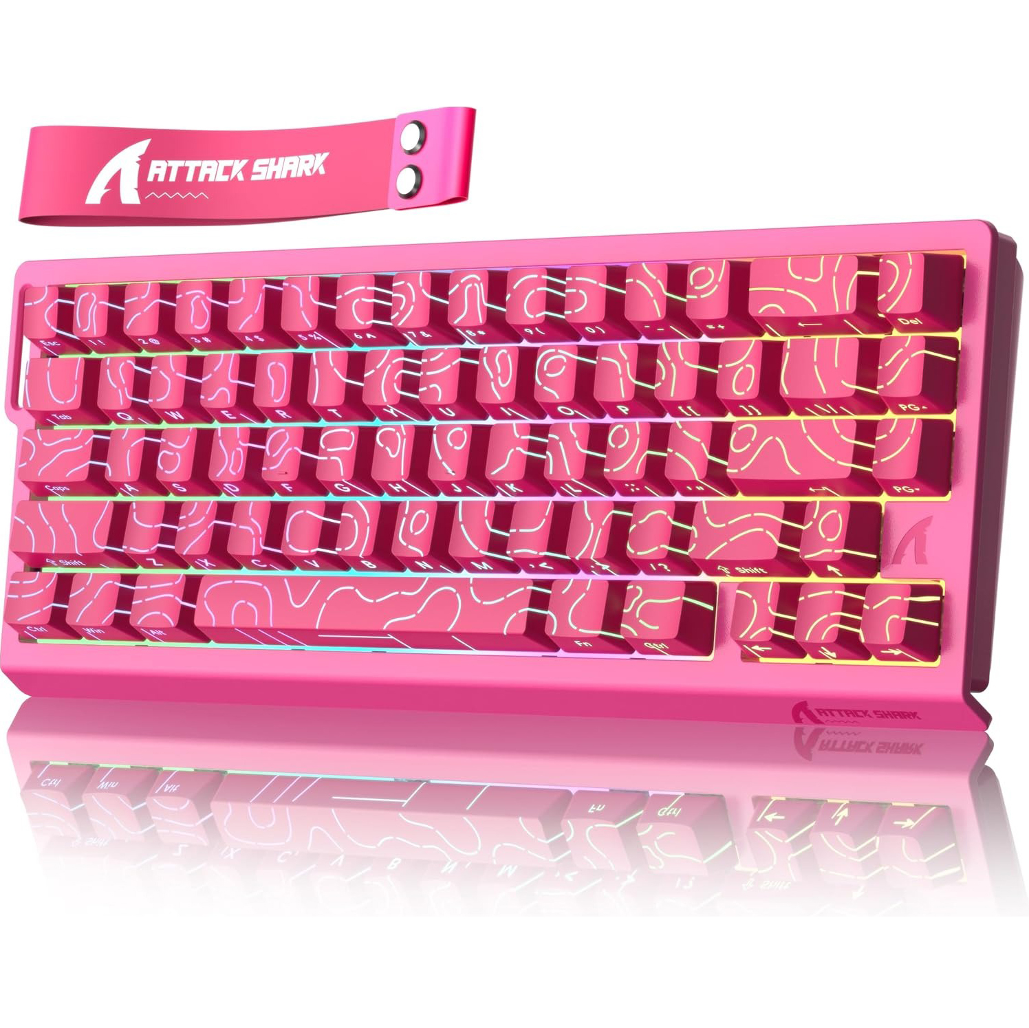 Teclado Magnético Hall Effect ATTACK SHARK X68 HE, taxa de sondagem de 8K, gatilho rápido ajustável, teclado RGB para
