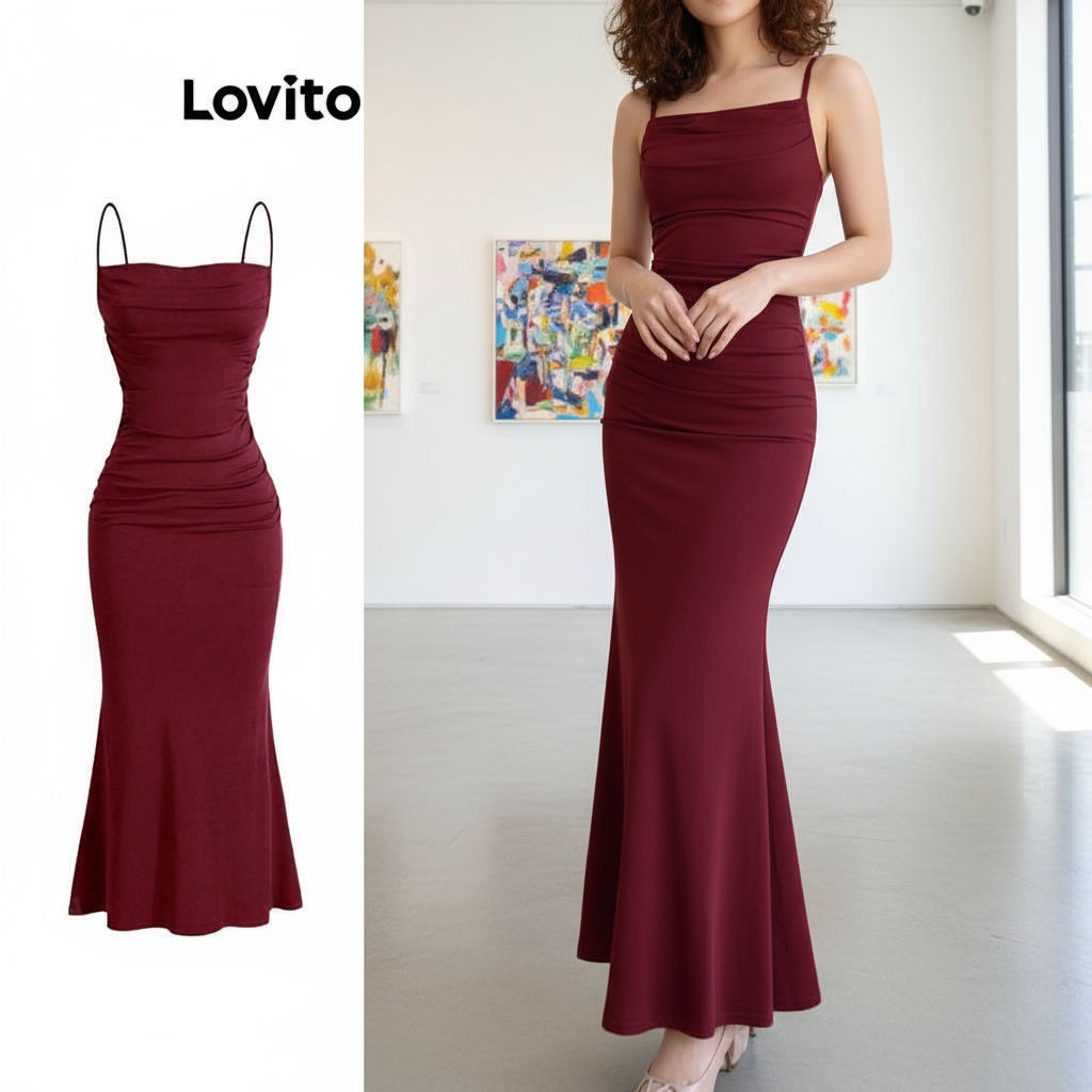 Lovito Vestido Assimétrico Liso e Glamouroso Feminino L108ED664 em Oferta na Shopee