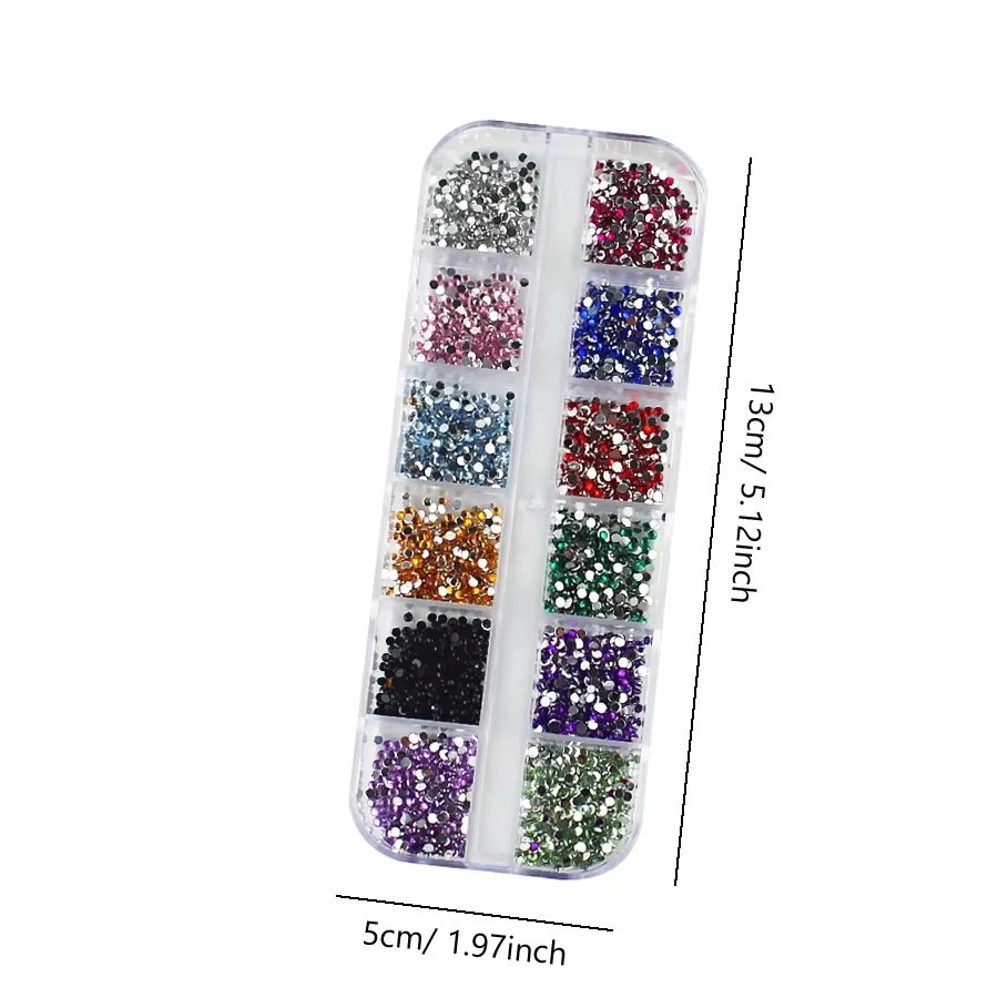 Detalhes do Pedras de strass redondas e coloridas de 2mm para unhas, cristais com estojo de armazenamento para decorações DIY de