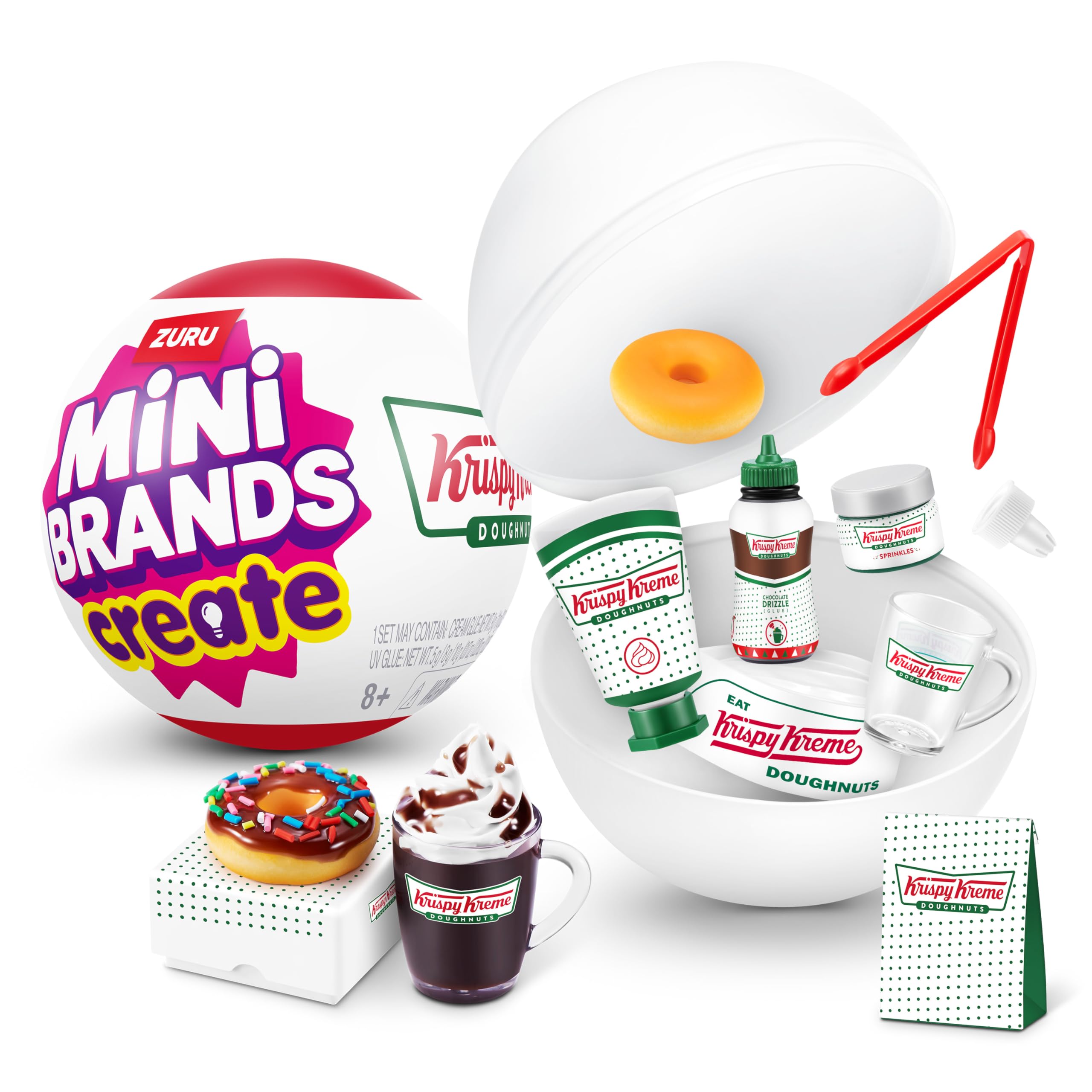 ZURU Oficial Surpresa Bola Cega Krispy Kreme Donut Bebida Mini DIY Artesanato Micro Modelo De Comida Em Miniatura Brinqu