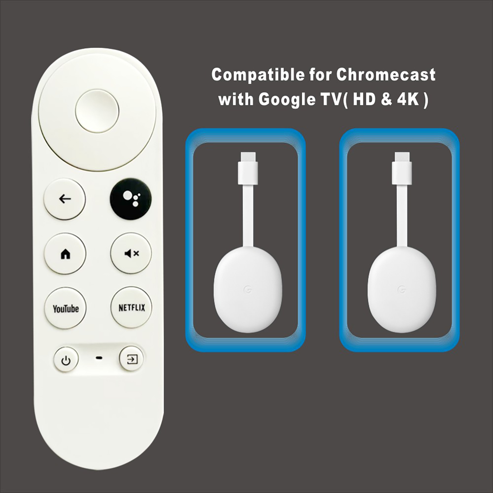 Controle Remoto de Voz de Substituição para Chromecast 4K do Google TV (2020-2024)