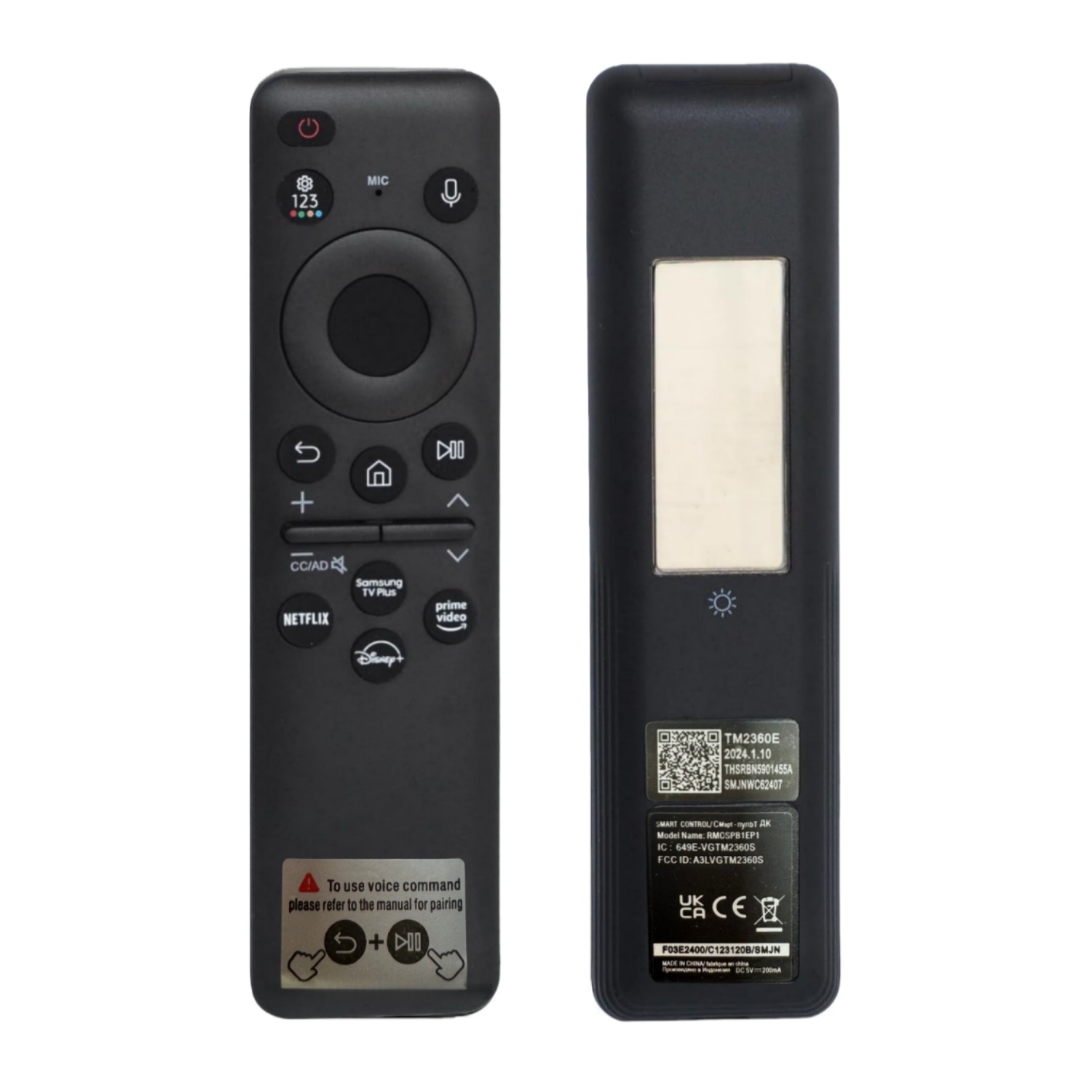 Controle Remoto de Voz Recarregável Para Samsung Smart TV BN59-01432A Solar QLED OLED 4K 8K