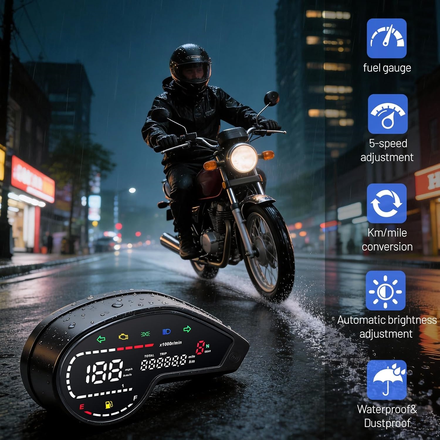 Velocímetro Digital LED de Moto para Honda NXR150 NXR125 Bros 2003-2014, CRV XR150 GY200 (México, Brasil, Colômbia)