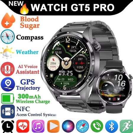 Smartwatch Watch5 Pro GT5 - Nova Chegada 2026, Tela HD de 1,53 pol., GPS, Trajetória e NFC