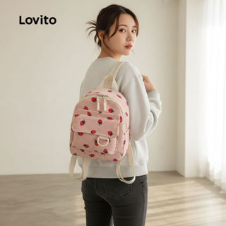 Lovito Mochila feminina prática com múltiplos bolsos e divisões. LFA107001 em Oferta na Shopee