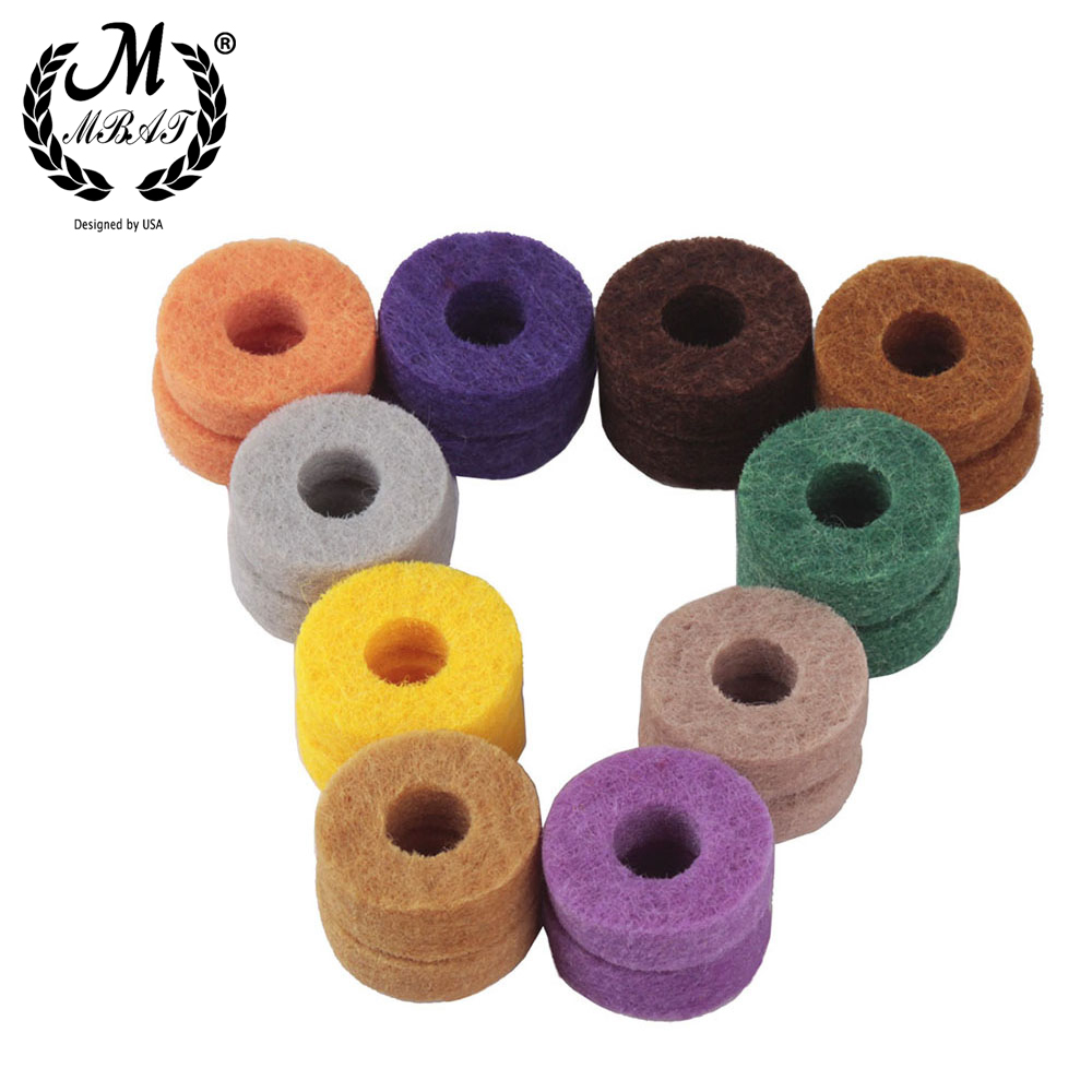 M MBAT Almofadas de feltro para pratos de bateria, prateleira, peças coloridas de substituição, acessórios de percussão