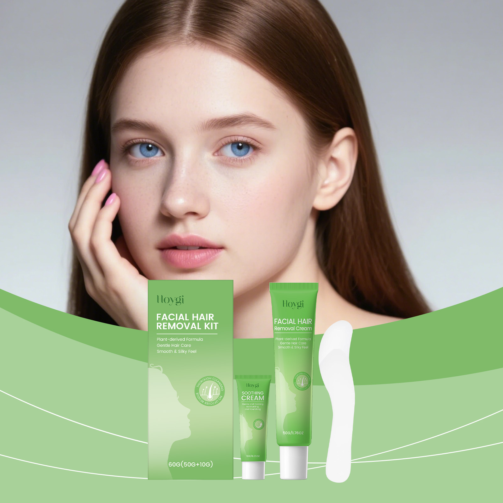 Creme de Depilação Facial Suave para Mulheres - Creme Depilatório & Calmante, Removedor de Pelos Facial para Lábios e