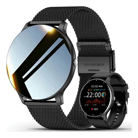 Relógio Inteligente para Homens e Mulheres - Tela Sensível ao Toque Completa, à Prova d'Água, Bluetooth, Primavera