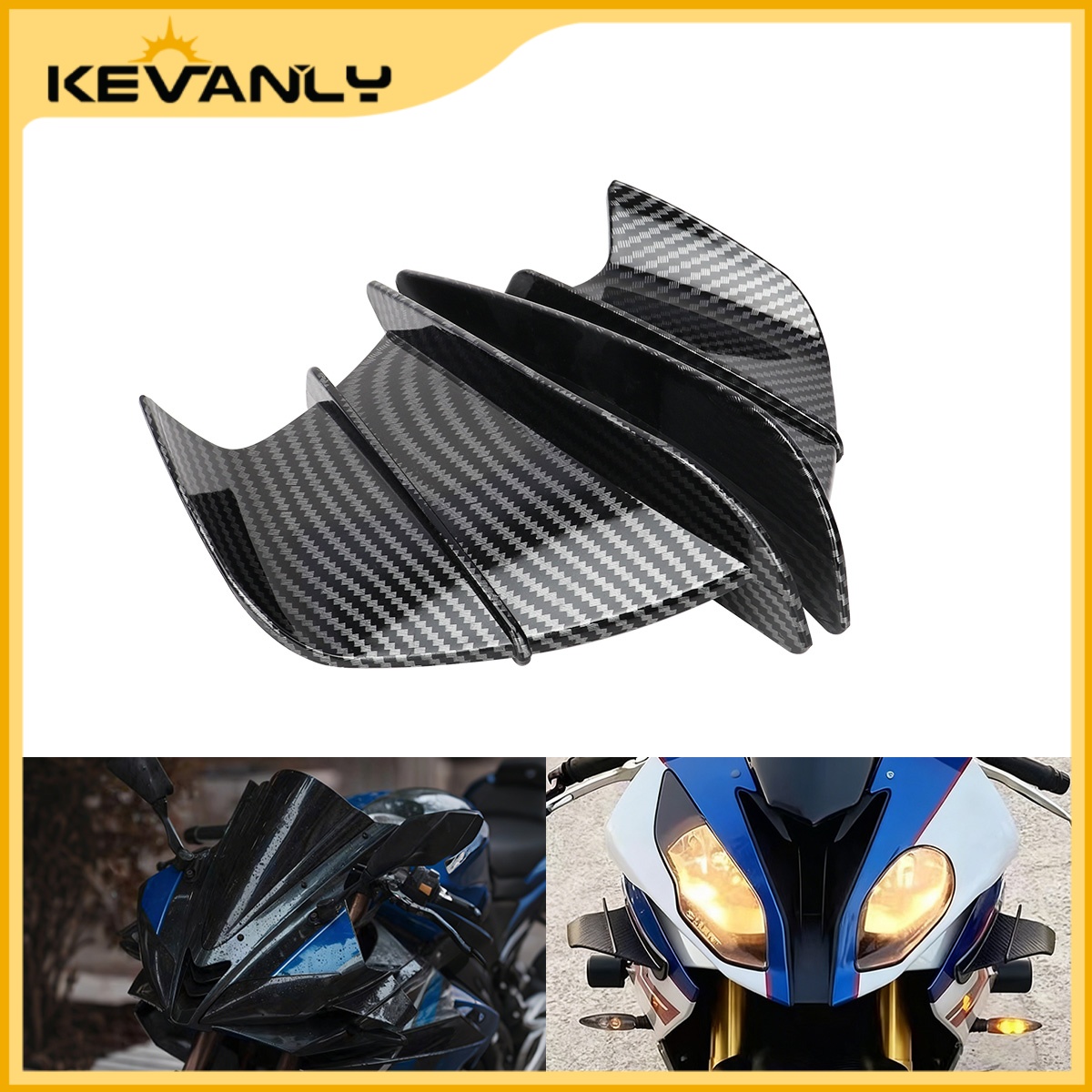 KEVANLY 1 unidade Asa Decorativa para Motocicleta, Lateral Tipo Asa, Fibra de Carbono, Peças Universais de Modificação,