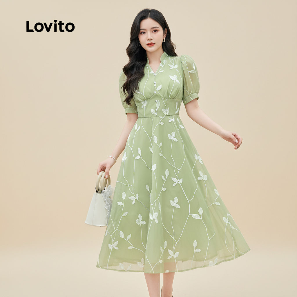 Lovito Vestido Boho Primavera-Verão Verde Feminino L157ED284 em Oferta na Shopee