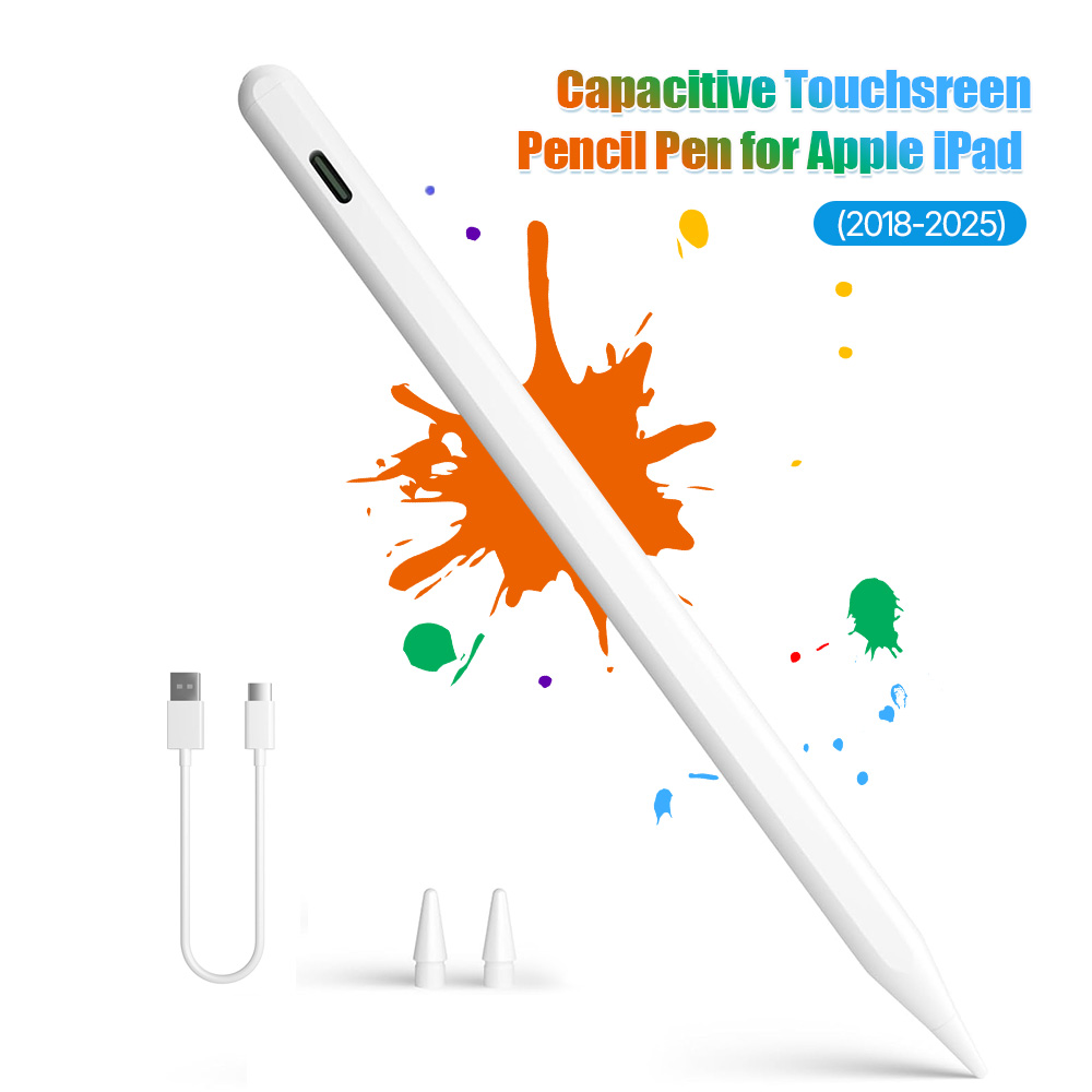 Caneta Touch Screen Stylus + 2 Pontas Substitutas Para Apple iPad Pro Air Mini 2018-2025, Ideal Para Desenho e Escrita