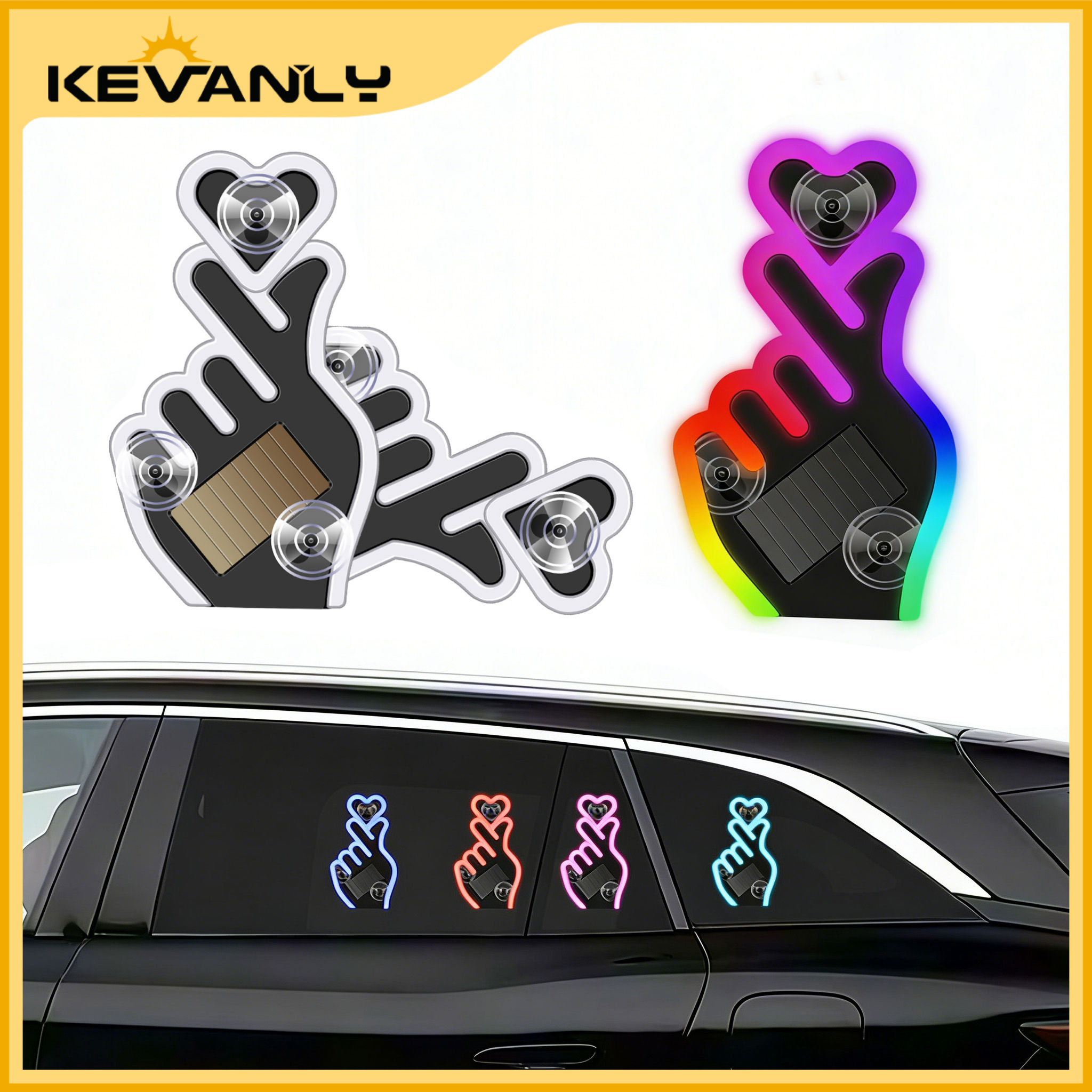 KEVANLY 1 Pcs Motocicleta Gesto Heartfelt Atmosfera Luz Solar Sem Fio Decorativa