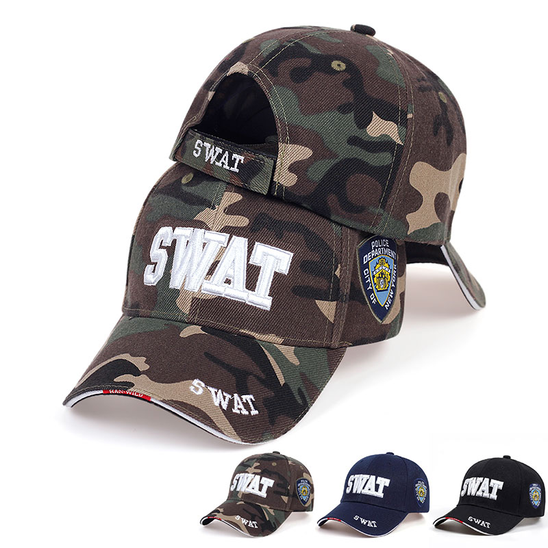 Unissex Swat Bordado Camuflagem Ajustável Chapéu De Beisebol Bonés De Basquete Primavera Outono Esporte Ao Ar Livre Viag