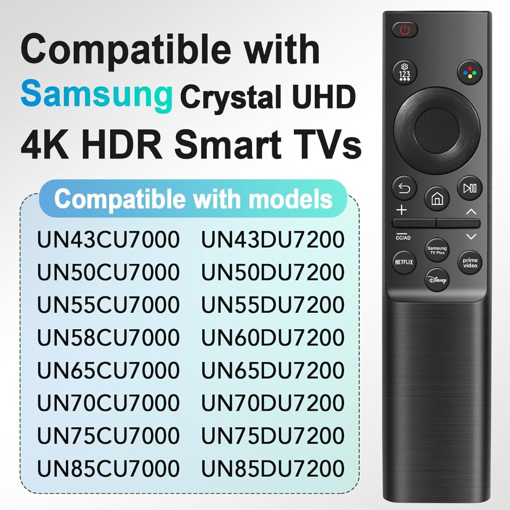 Substituição de controle remoto para controle remoto de TV Samsung Crystal UHD (