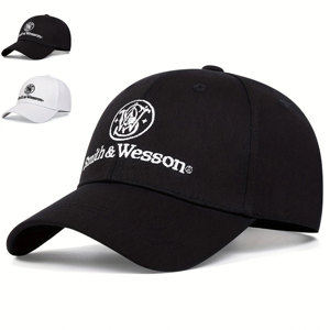 Boné de beisebol personalizado com bordado unissex Smith&Wesson, ajustável, para primavera e outono, lazer, esportes ao
