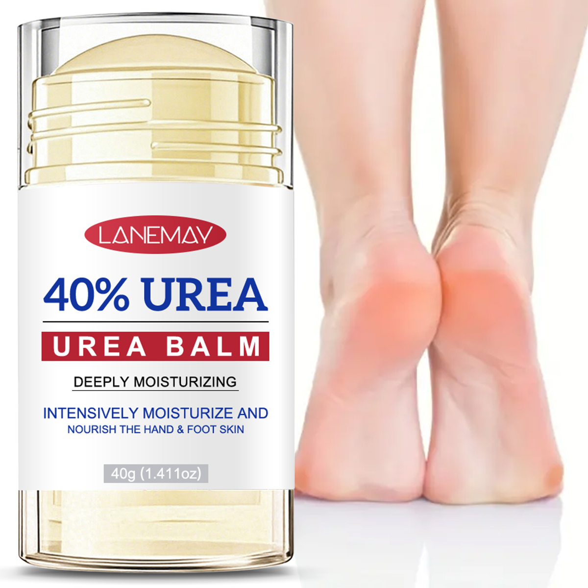 Bálsamo de Uréia em Bastão - Hidratação Profunda 40% Concentrado, para Pele Grossa, Seca e Rachada, Cuidado para Mãos e
