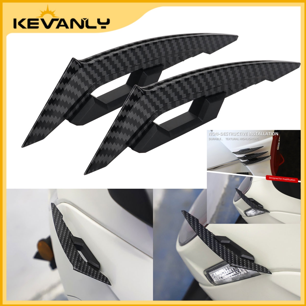 KEVANLY Corpo De Motocicleta Asa De Vento Esportes Faca Universal Premium Adesivo De Barbatana De Tubarão