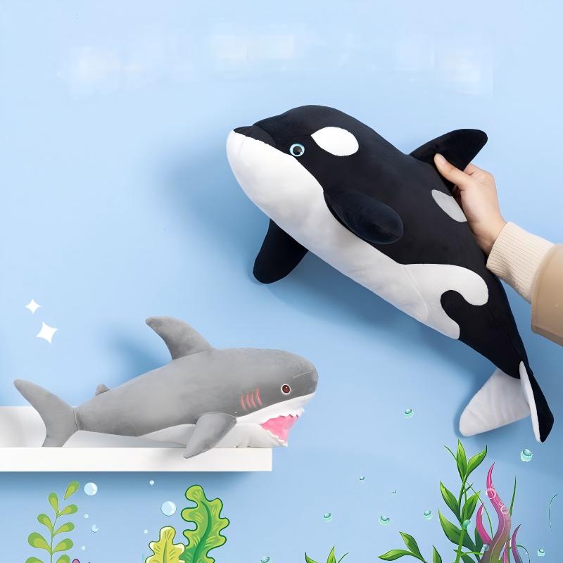 Brinquedo de Pelúcia Tubarão Realista - Brinquedo de Bicho de Pelúcia Macio, Travesseiro de Orca, Presente para