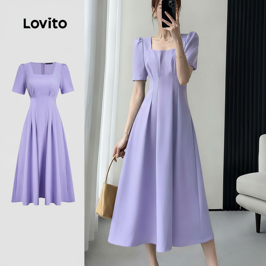 Lovito Vestido Casual Roxo para Mulheres Primavera/Verão L164ED112 em Oferta na Shopee